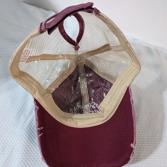 🧢 NEW Ponytail Hat Simply Blessed Red Adjustable - Picture 5 of 6